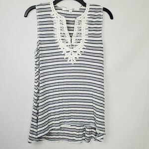 Max Studio Small Blue White Stripe Top